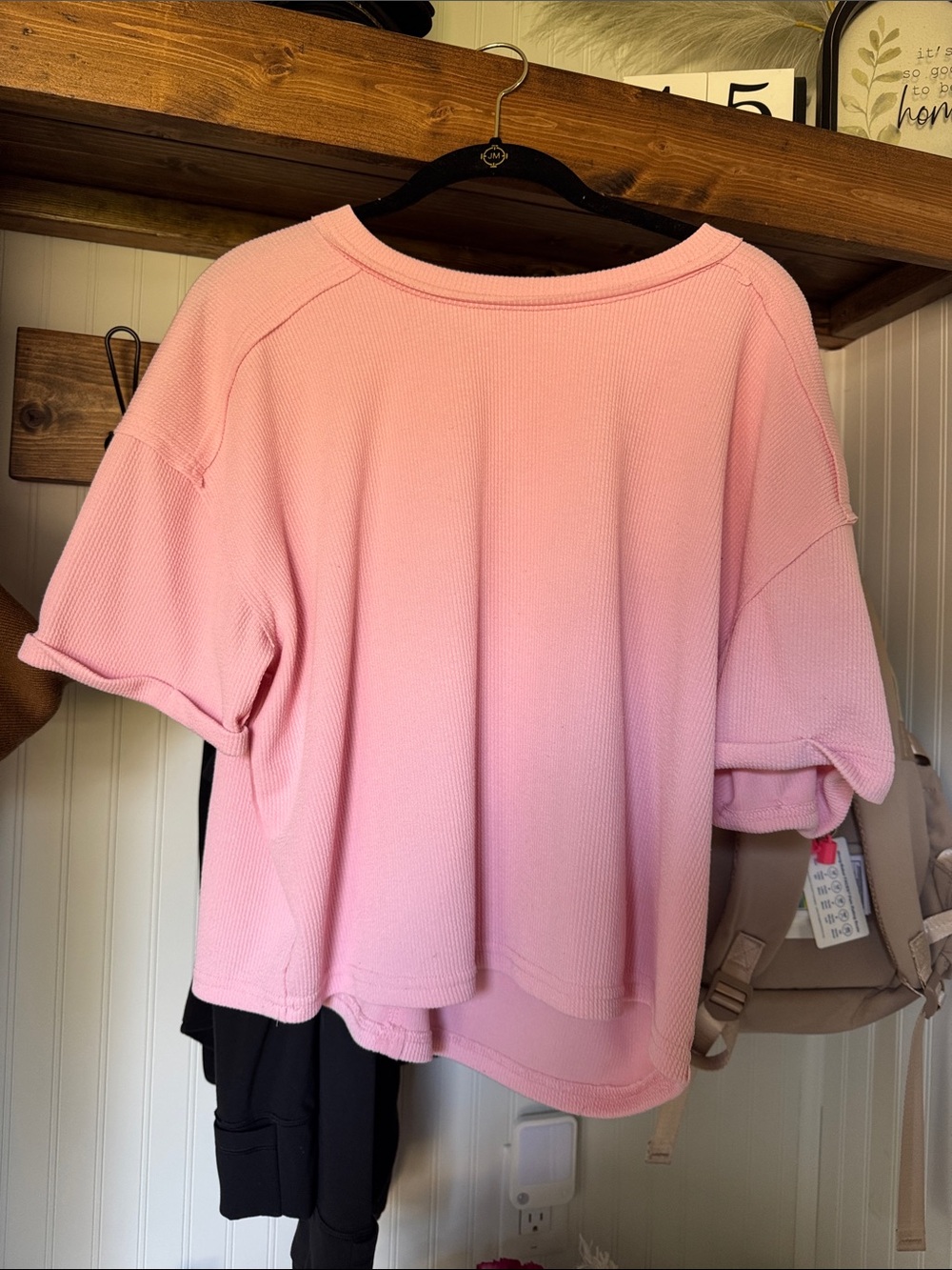 Blu Pepper Light Pink Short Sleeve Waffle Knit Top